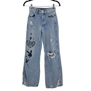 Playboy By PacSun Eco Super Distressed High Waisted Baggy Jeans 23 Streetwear